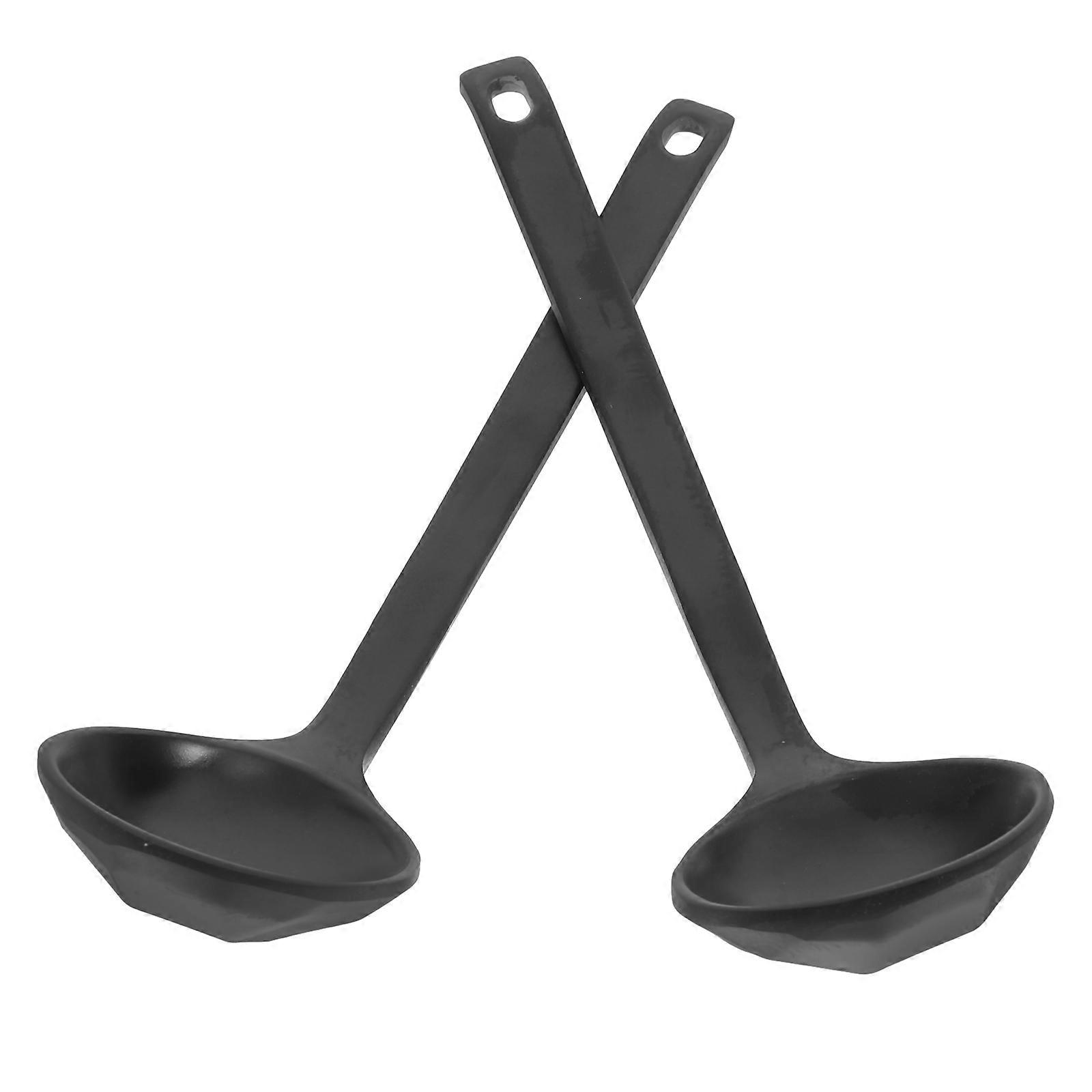 Black Soup Ladle for Kitchen Use and Comfortable Grip Spoon 2pcs