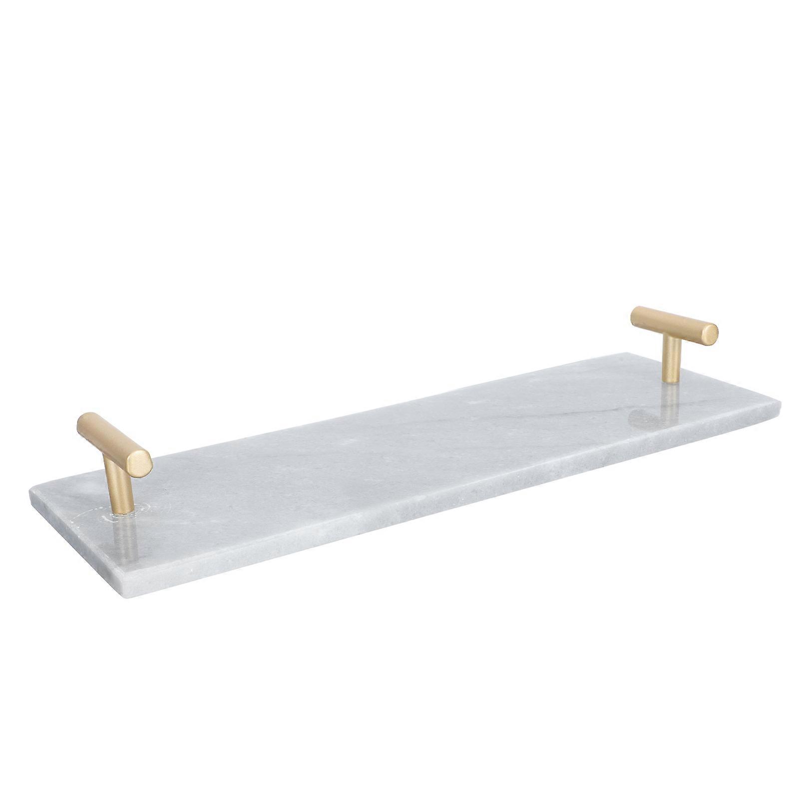 Simple Cosmetics Jewelry Organizer with Chic Metal Handle and Marble Tray Home 1 Set