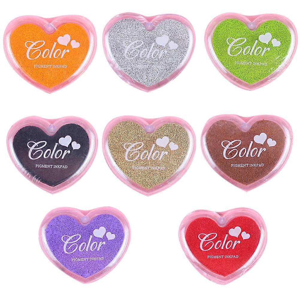 Multi-Function Finger Inkpads Ink Pads for DIY Use 8Pcs Portable Heart Inkpads