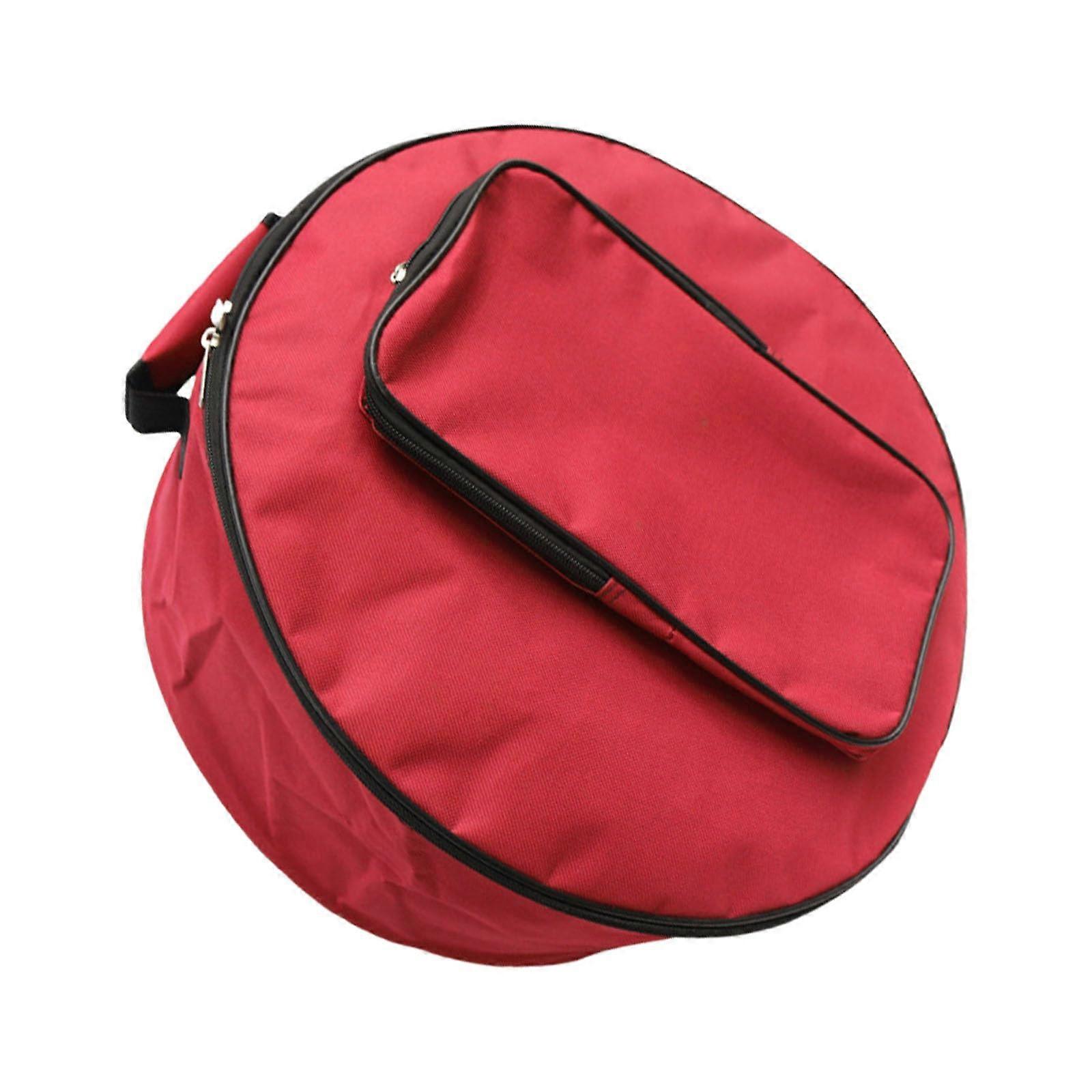 Drum bag with shoulder strap, outer pockets, large capacity, Oxford fabric, easy to carry, red