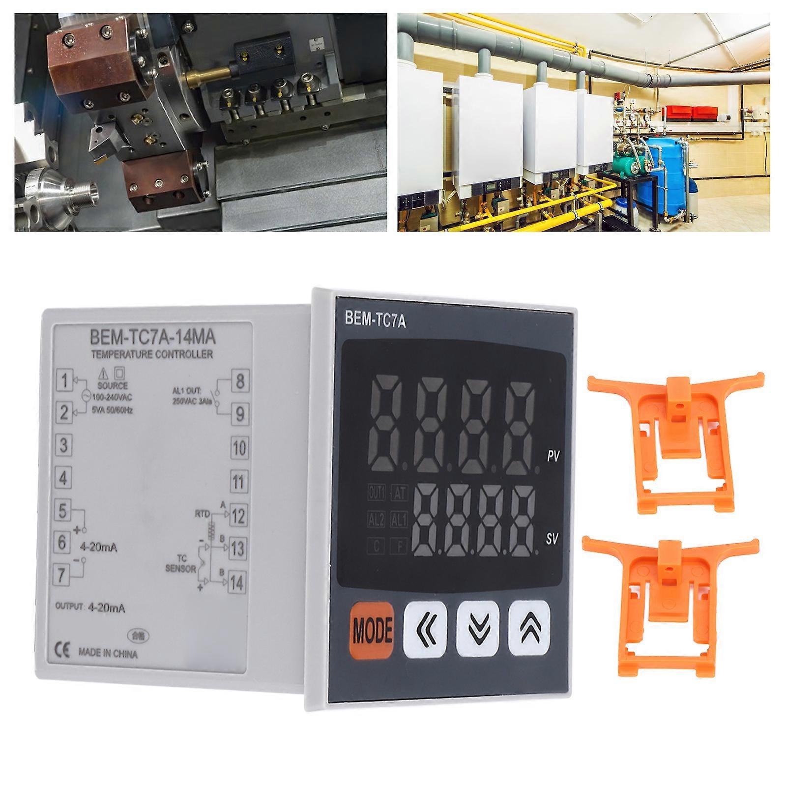 PID Temperature Controller 72x72mm Digital Display Intelligent Thermostat AC 100‑240V 