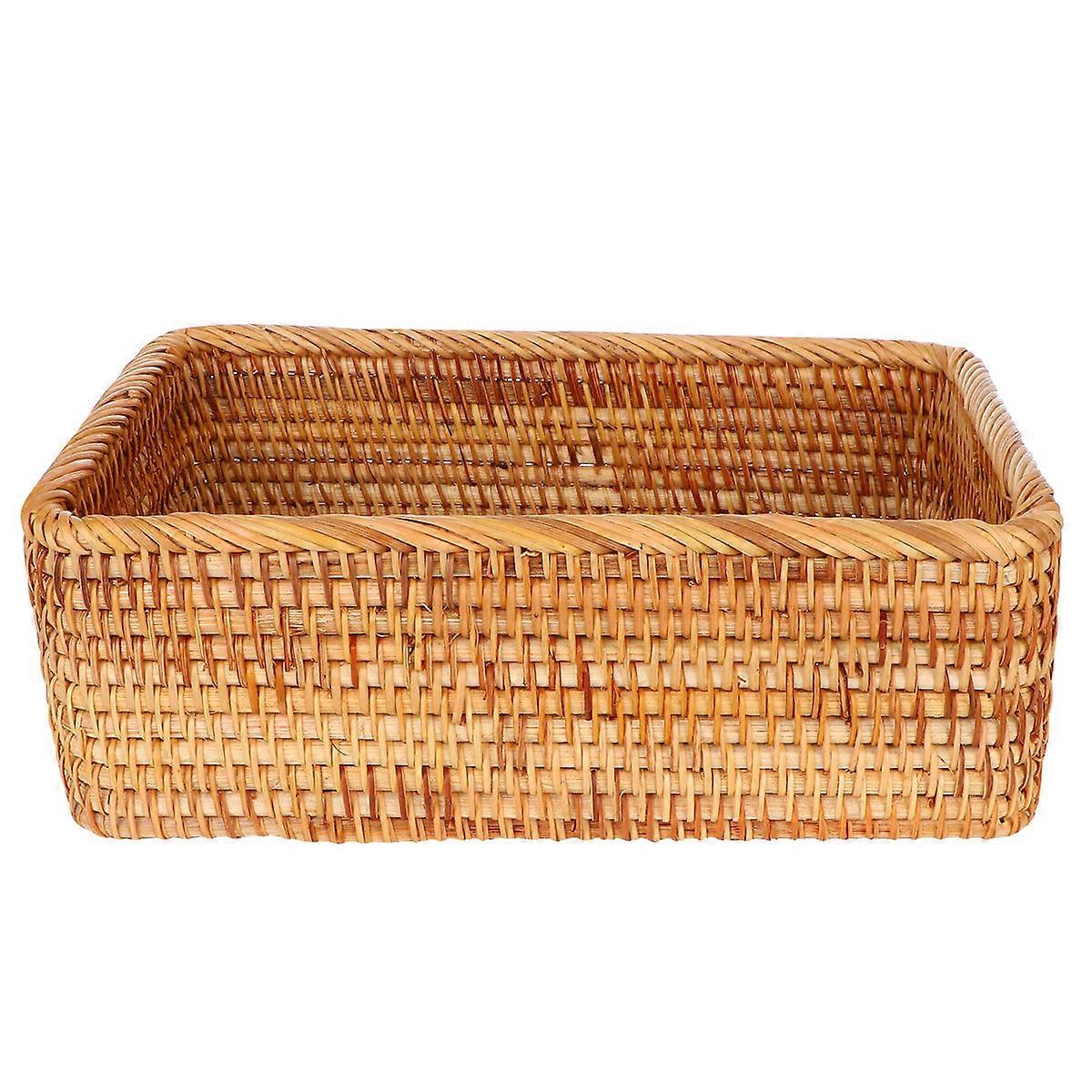 1Pack Hand-Woven Woven Storage Basket Square Lightweight Design For General Users Home Office Use Size L