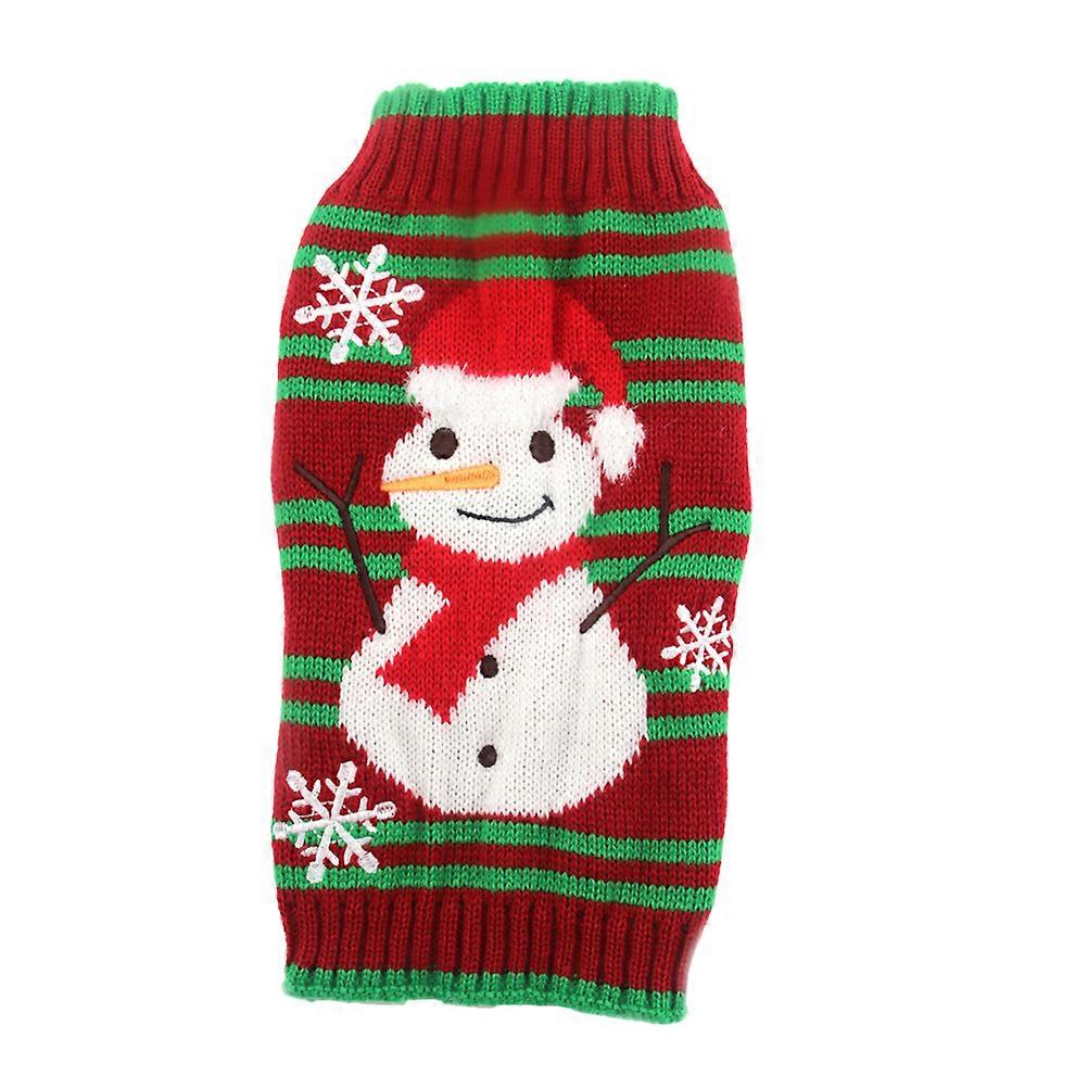 Pet Dog Sweater with Snowman Pattern for Outdoor Activities Easy to Wear Comfortable Polyester Size XXS
