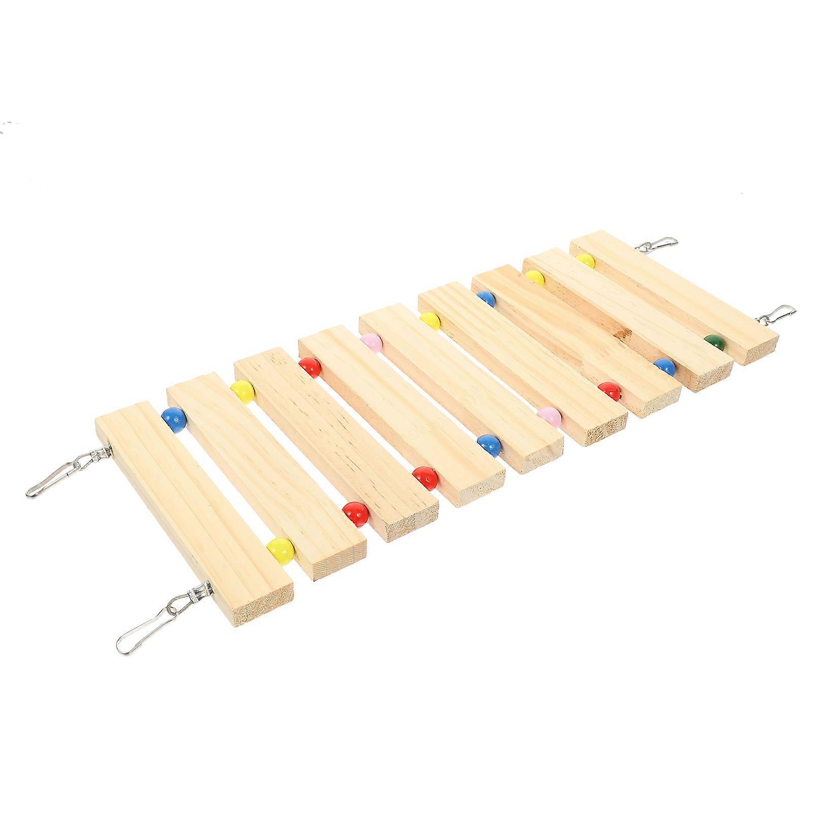 Wooden Hamster Climbing Ladder with Soft Suspension Bridge – Small Pet Exercise Platform for Hamsters, Chinchillas, and Birds