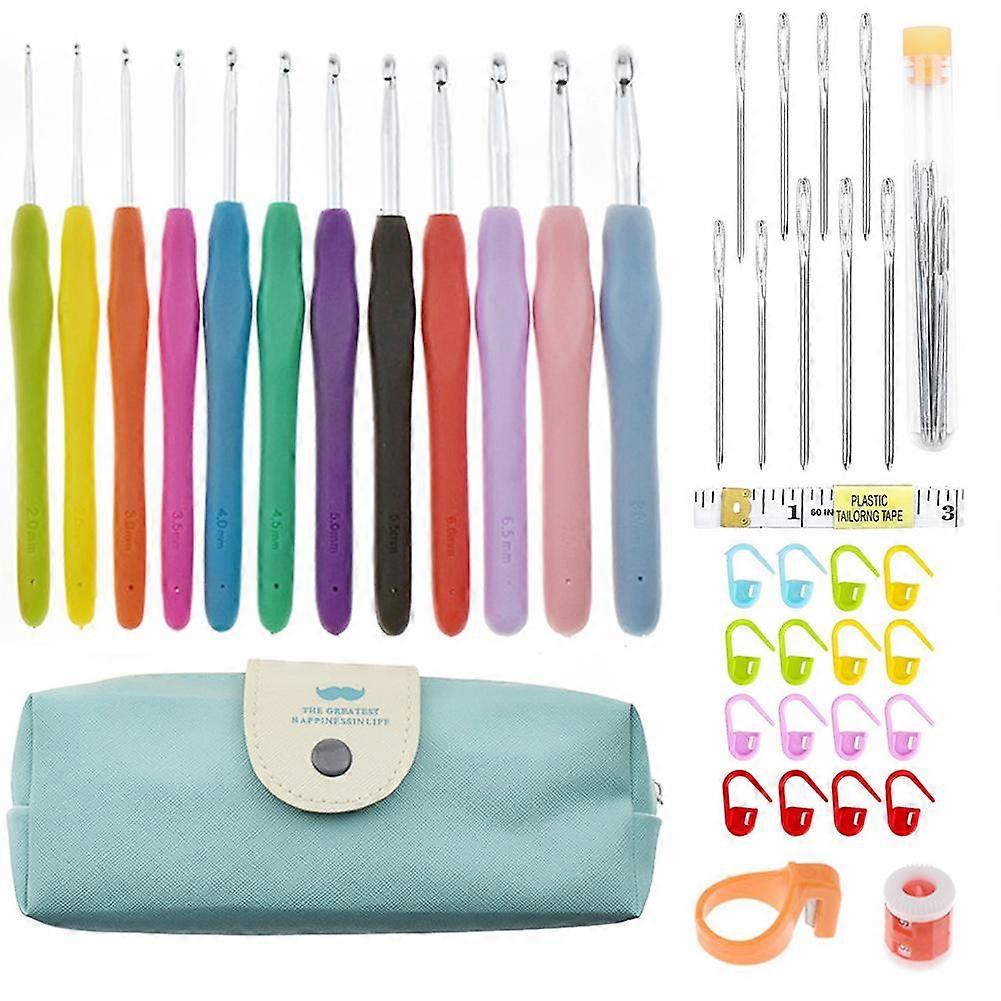 Premium Crochet Hook Set Soft Touch Handle Smooth Touch Easy Handle Comfortable Handle Weaving Yarn Needle Set