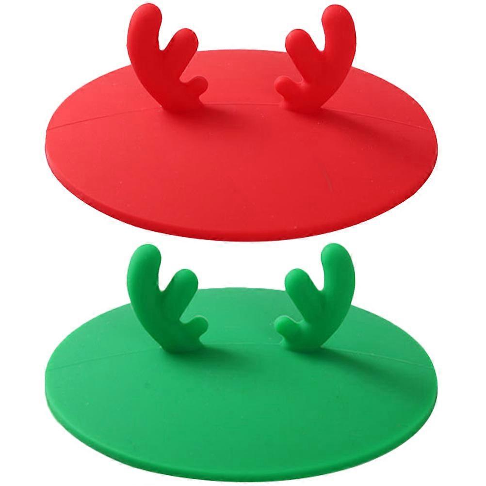 2pcs Reusable Silicone Cup Covers, Christmas Theme Leakproof Mug Lids for Hot Drinks, Smooth Edges Easy Cleaning Household Cup Lid