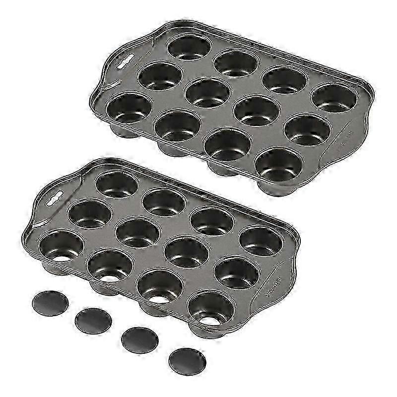 Non-Stick Mini Muffin Baking Pan 12-Cavity Removable Bottom Cupcake Pan for Even Baking 2025