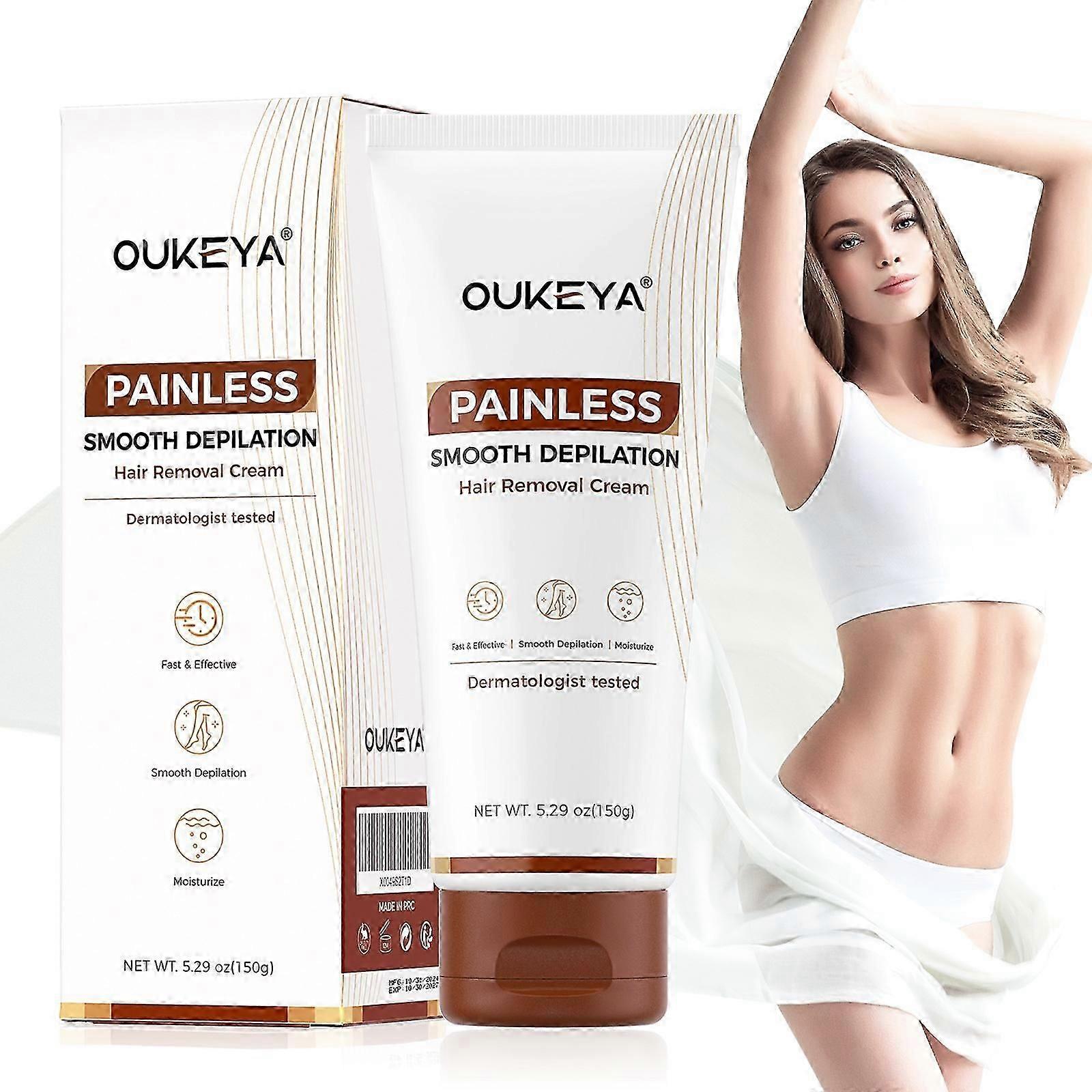 女性と男性のための脱毛クリーム、天然抽出物、敏感肌の顔と体の毛脱毛剤、痛みのない脱毛ジェル、アプリケーターツール付き