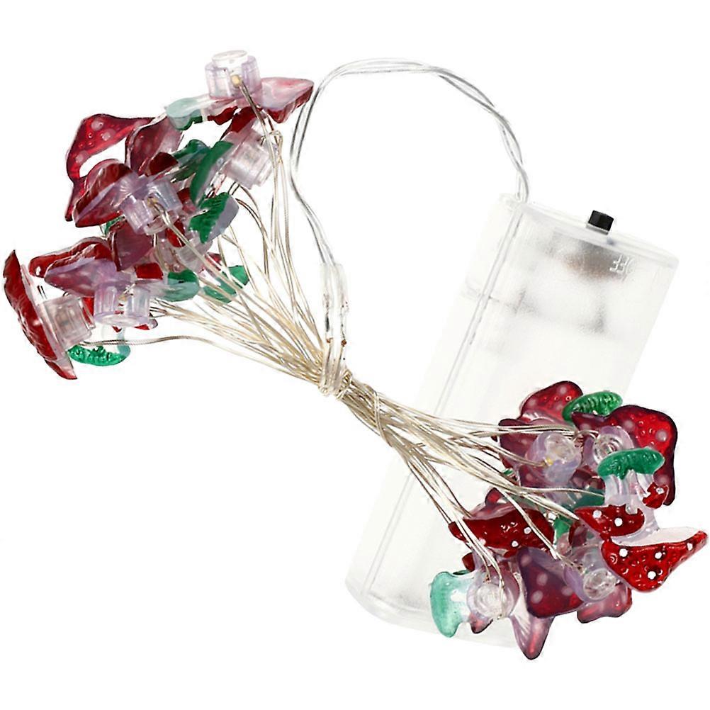LED Mushroom String Lights for Decoration Use Plastic Multi Color 10 Pieces 5.9 Inches