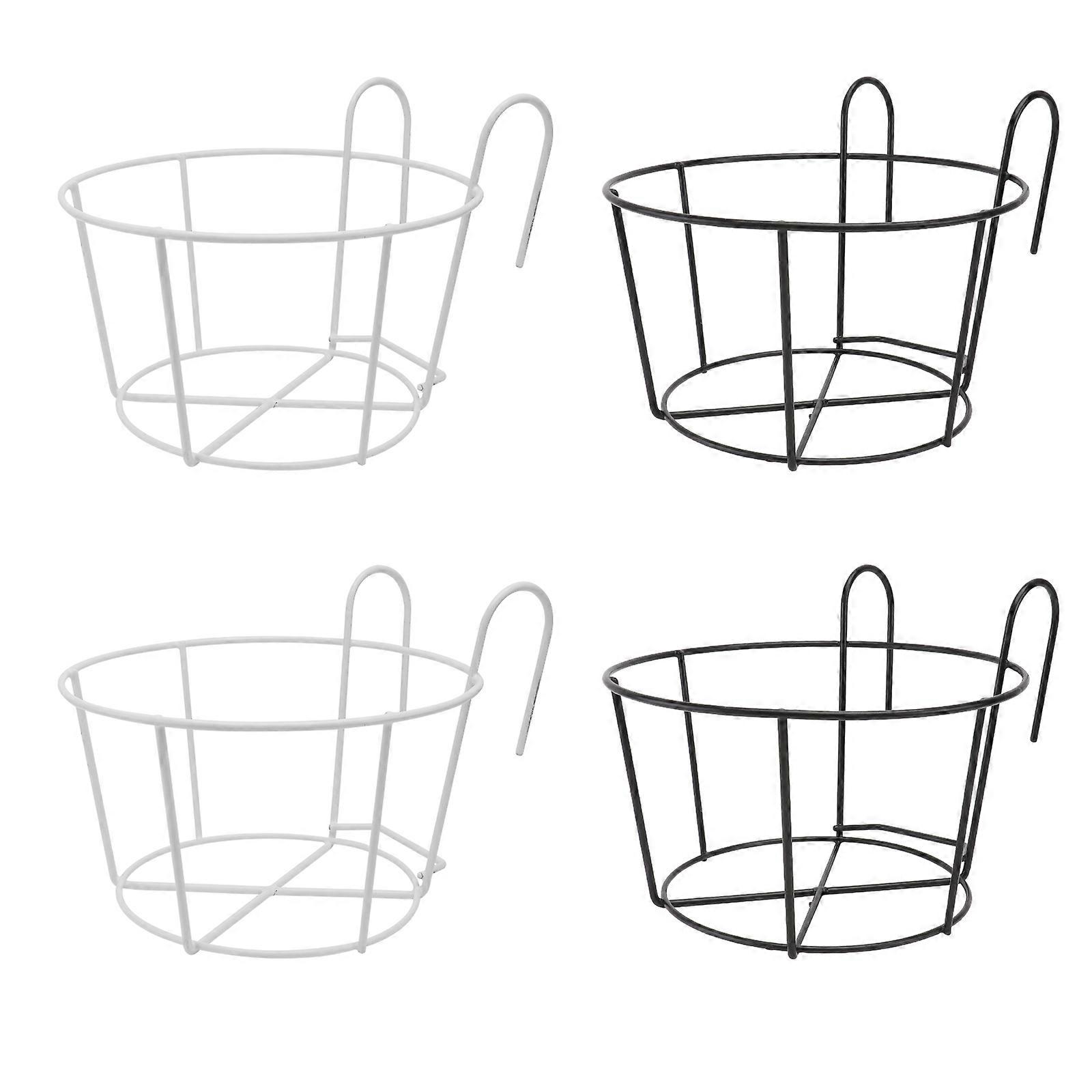 Hanging Flowerpot Shelf Iron Flower Rack Round Plant Holder Assorted Color Storage Holder 4Set