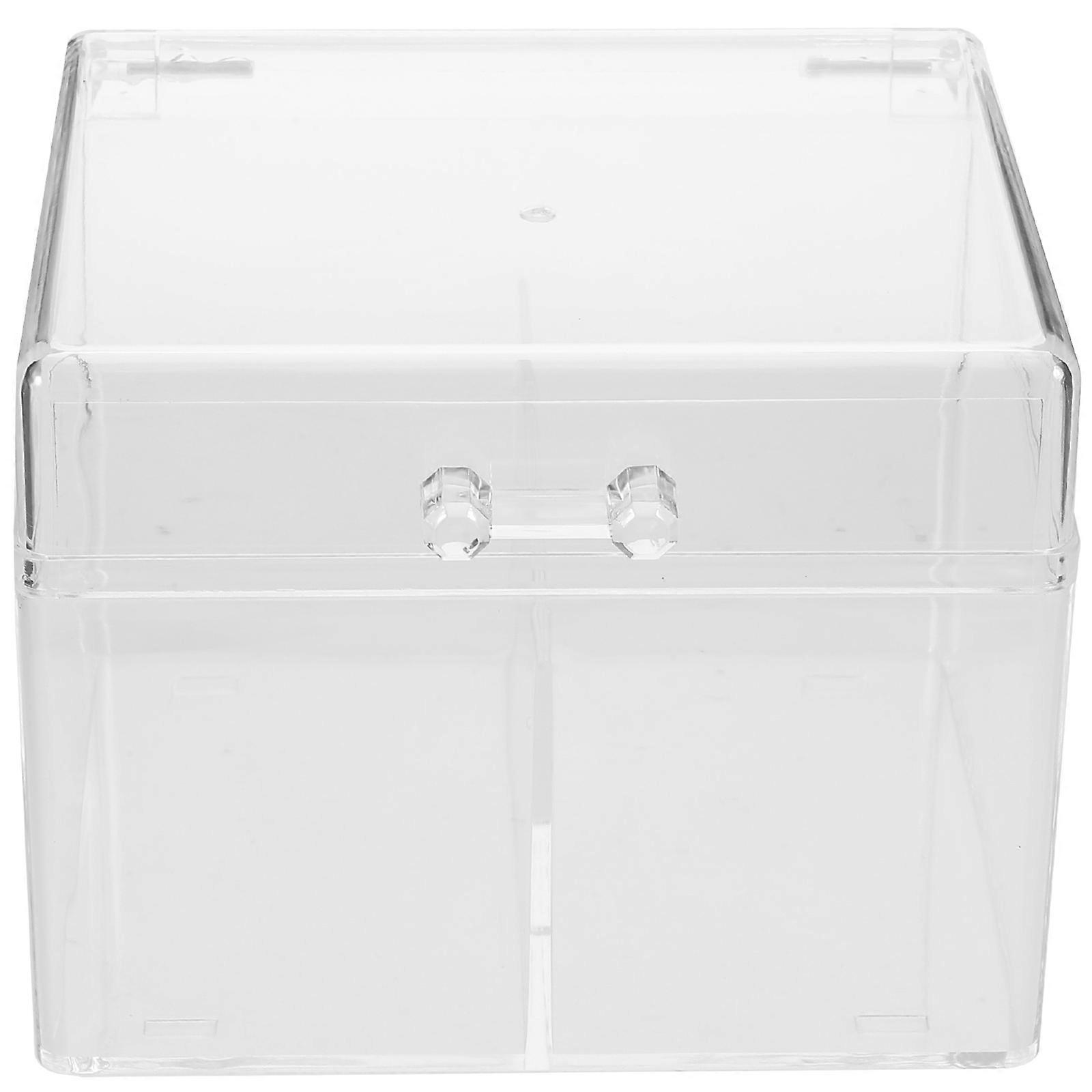 Transparent Business Card Holders for Desk 1 Box with Lid and Compartments