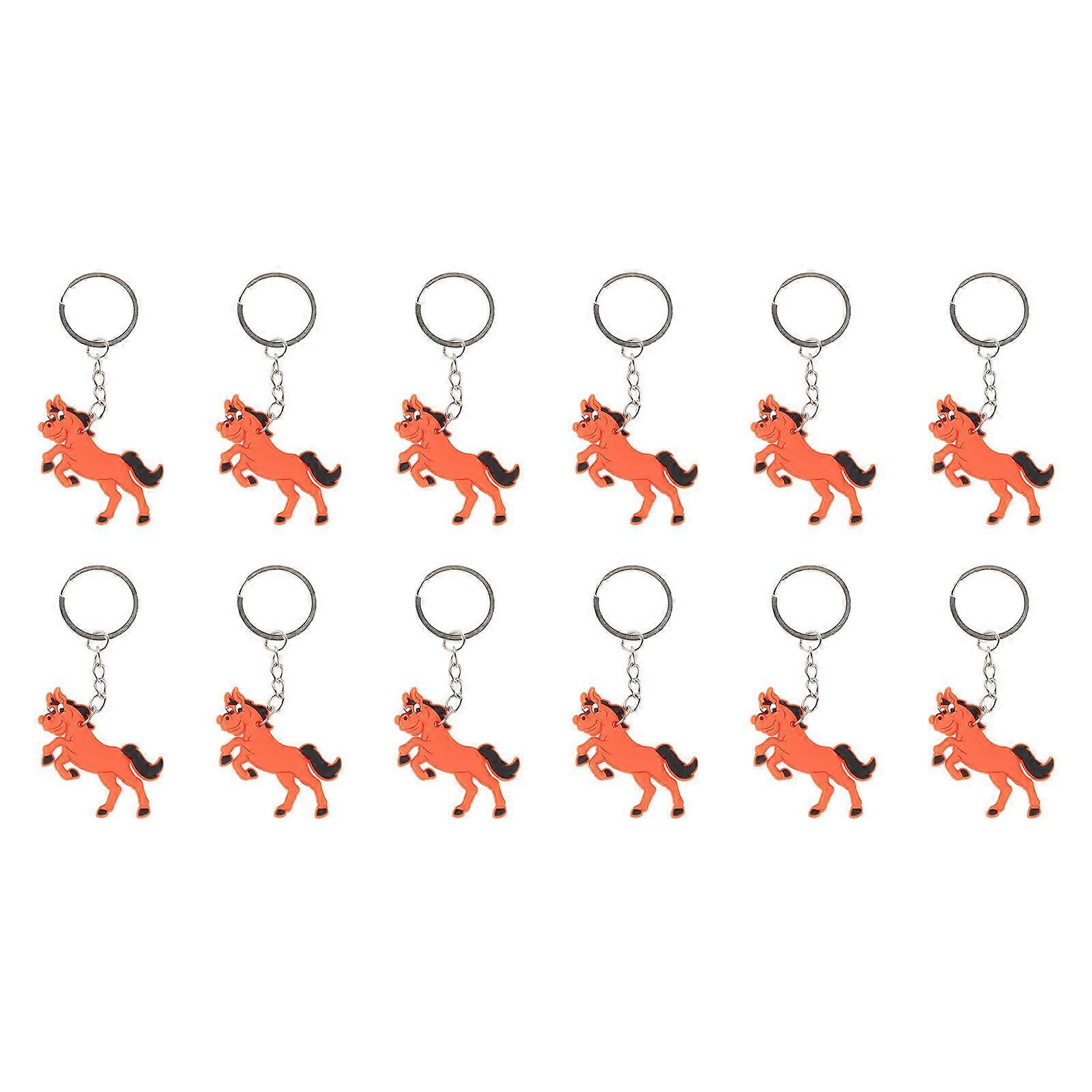 Horse Keychain 12pcs Adorable Pendant Key Rings for Parties Classroom Prizes Stylish Bag Charm Equestrian Enthusiasts