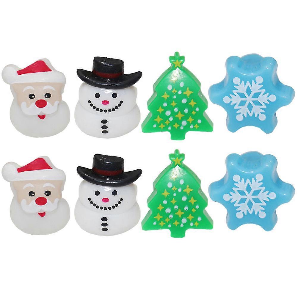 Flashing Luminous Finger Rings Assorted Color For Christmas Party Santa Snowman Snowflake 8Pcs