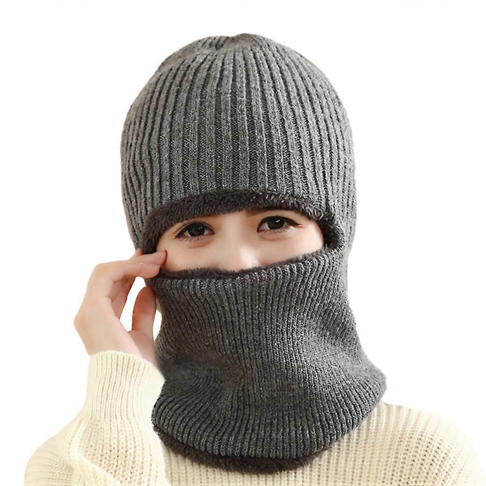 Casquette de cyclisme en tricot gris avec cache-cou et masque facial pour une utilisation en toutes saisons s’adapte confortablement