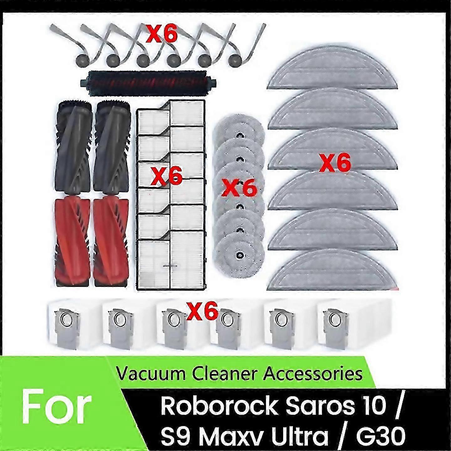 35Pcs For Roborock Saros 10g30 S9 Maxv Ultra Vacuum Cleaner Parts Replacement Main Side Brush Fil