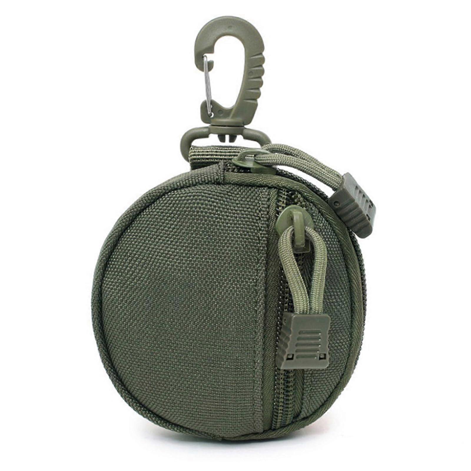 Small keychain coin pouch round wallet key case utility keychain bag headphone case military gear waterproof