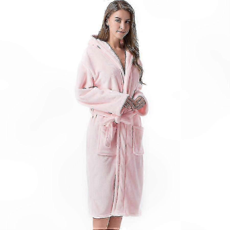 Women's Plush Hooded Bathrobe for Home Spa and Resort Use, Soft Fleece Terry Robe for Comfort and Relaxation