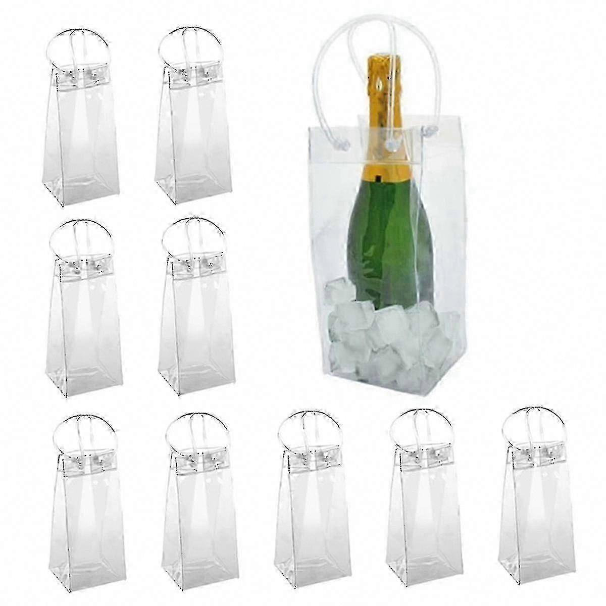 10 kpl läpinäkyvät PVC-viininjäähdytinpussit pulloille ja samppanjalle - kannettavat jääpussit viinille