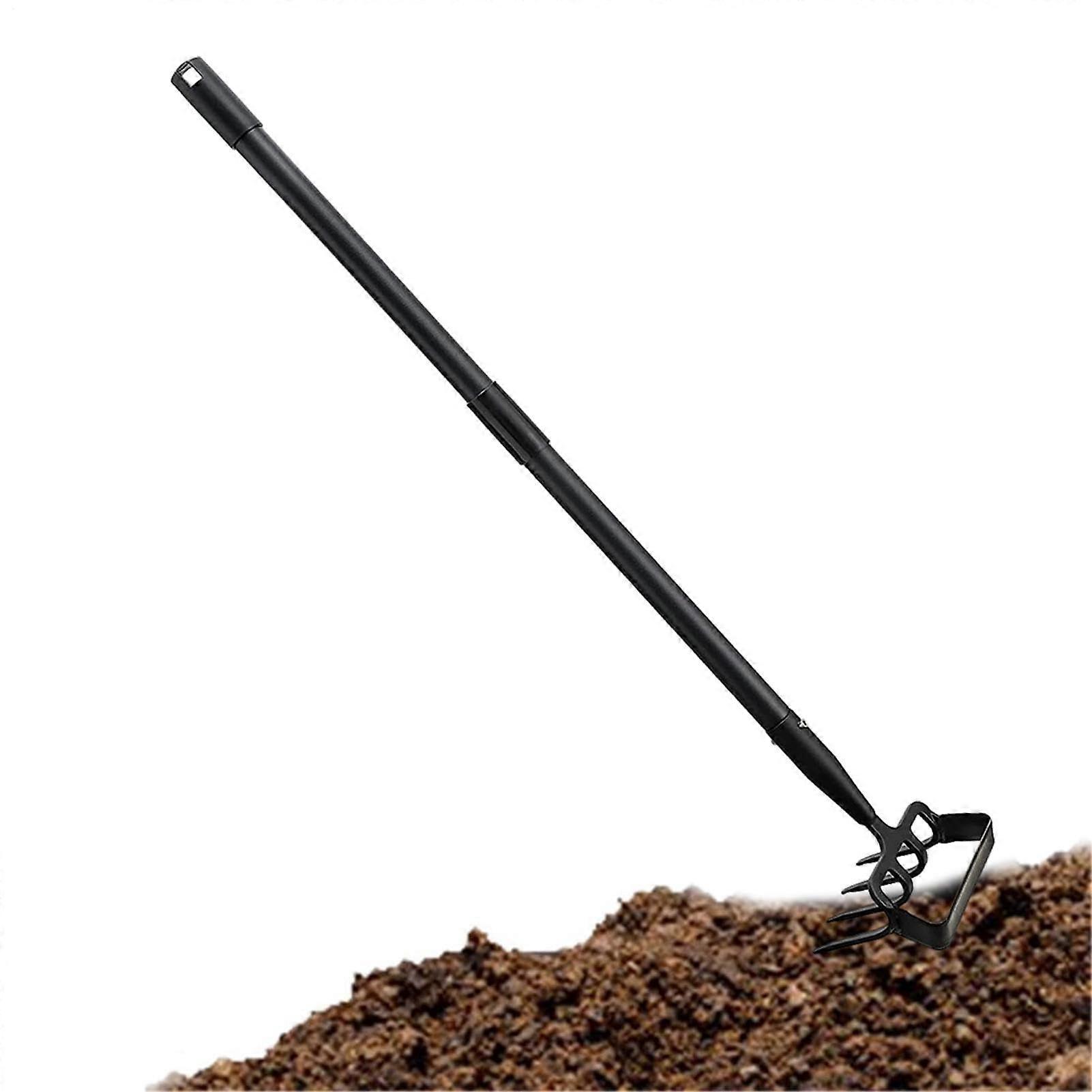 Hacke Rake Garden Tool Long Handle Cultivator for Loosening Soil, Digging, Planting, Beige