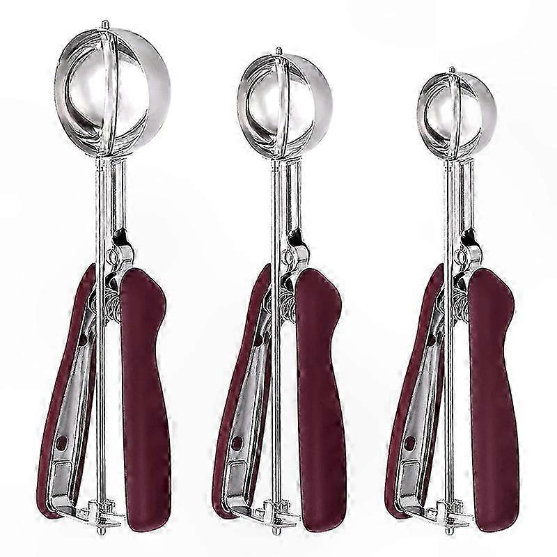 Baking Scoop Set of 3, Stainless Steel Cookie Dough & Ice Cream Scoop, Cupcake Portion Tool