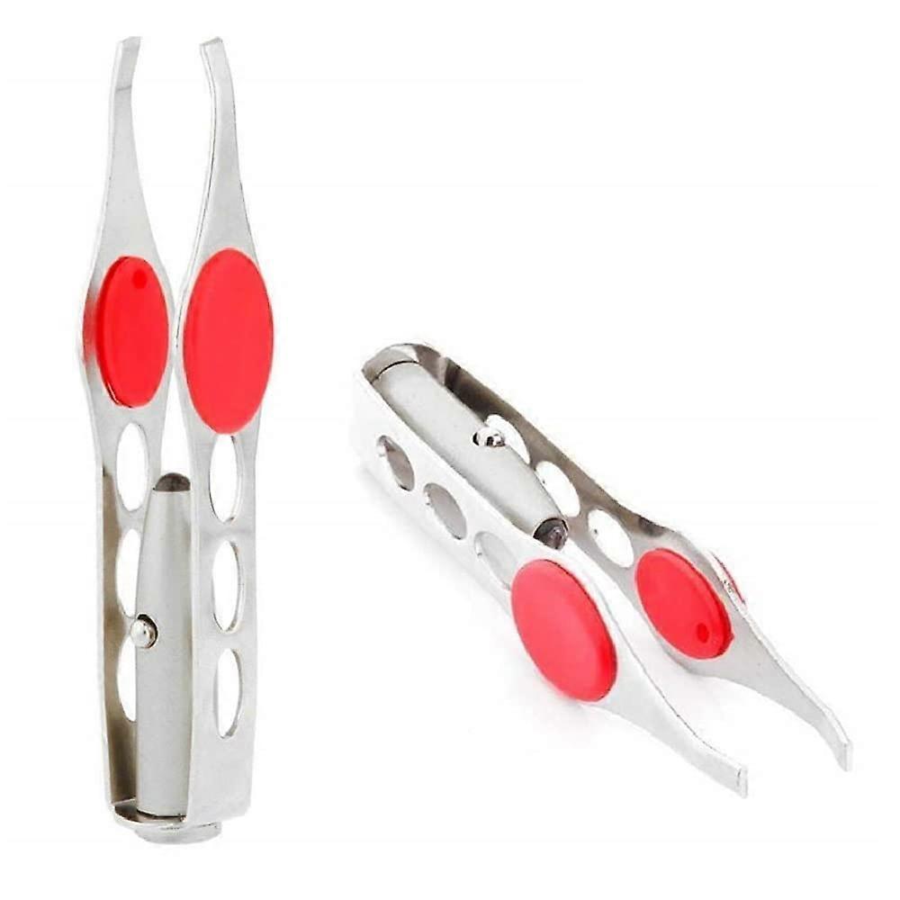 2 Pieces Trimmer Tweezers Eyebrow Clip Makeup Tools Tweezers with LED Light for Eyebrows, Beard, Splitter and All Types of Hair