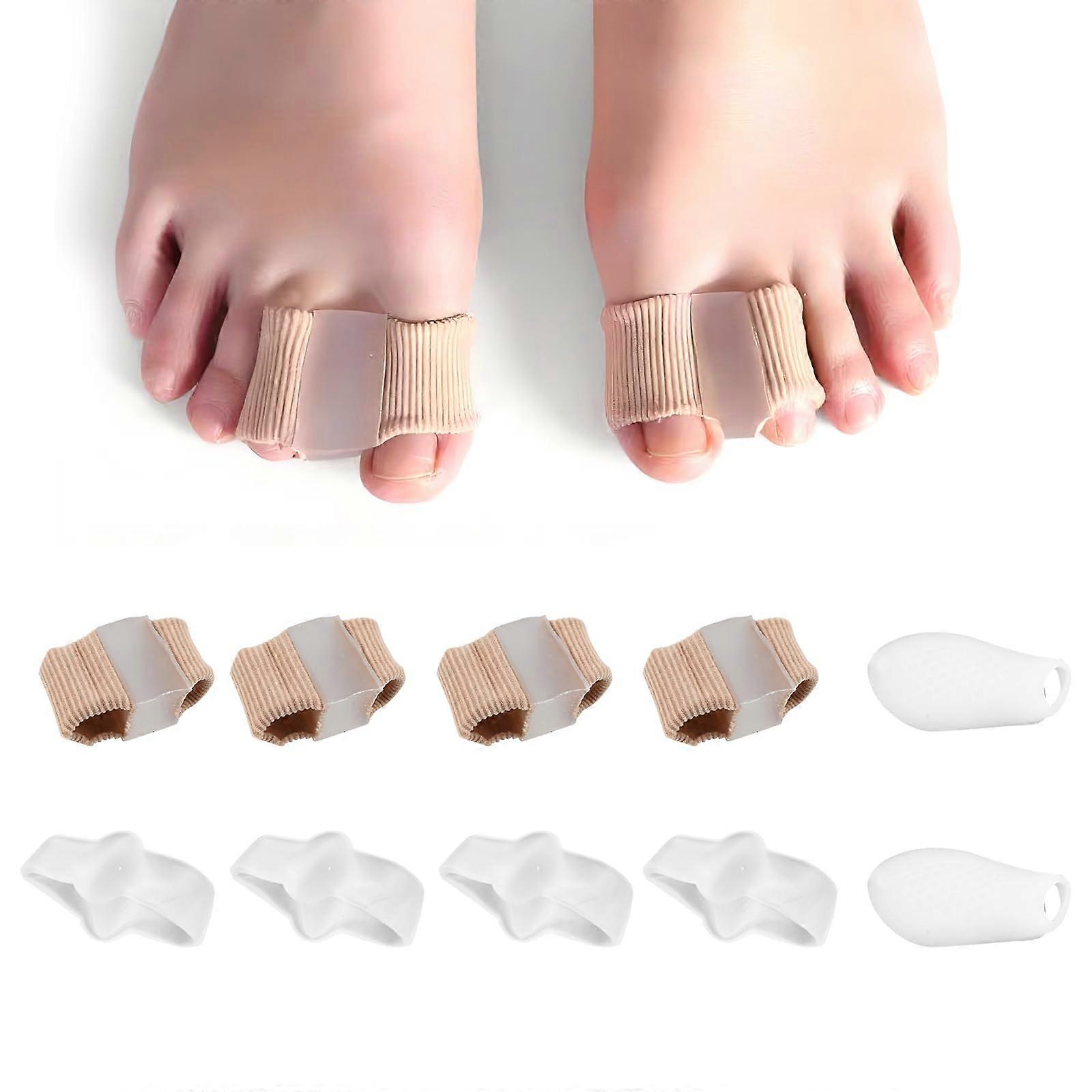 Bunion Toe Separator Set - 10 Pieces Gel Flexible Spacers for Big Toes, Hammer Toe Straightener and Callus Protector