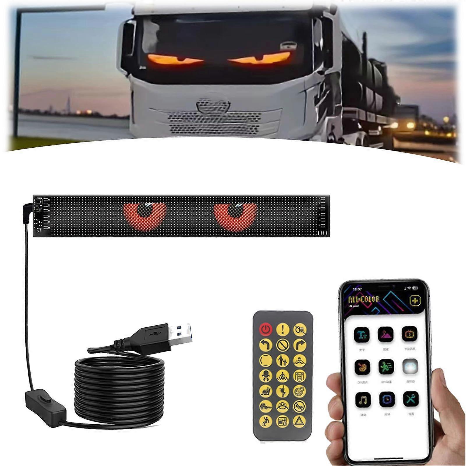 LED Eyes for Cars, Devil Eyes Light for Car Windscreen, Programmable Scroll Sign, Illuminated Sign, with App Control and Remote Control (A)