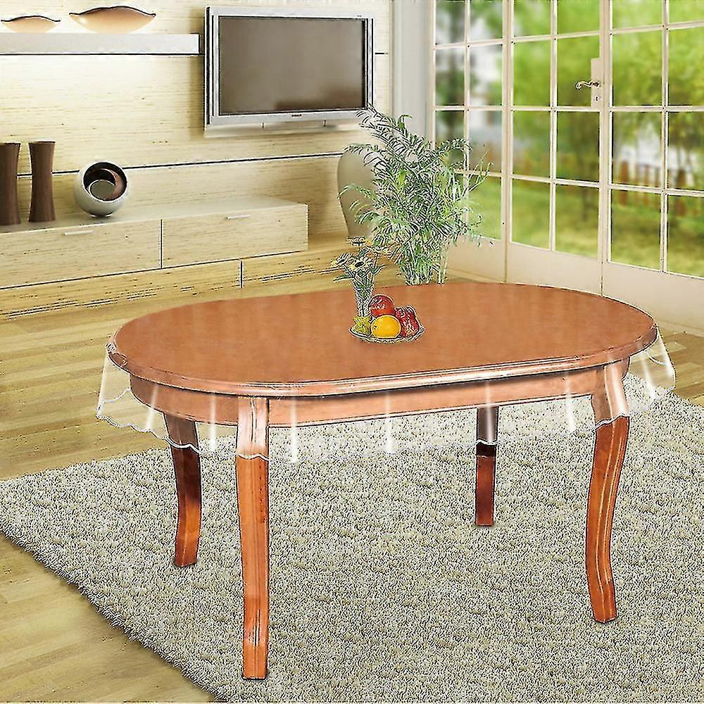 Clear Vinyl Tablecloth Protector Oval Kitchen Waterproof Transparent Plastic Table Cover Oval