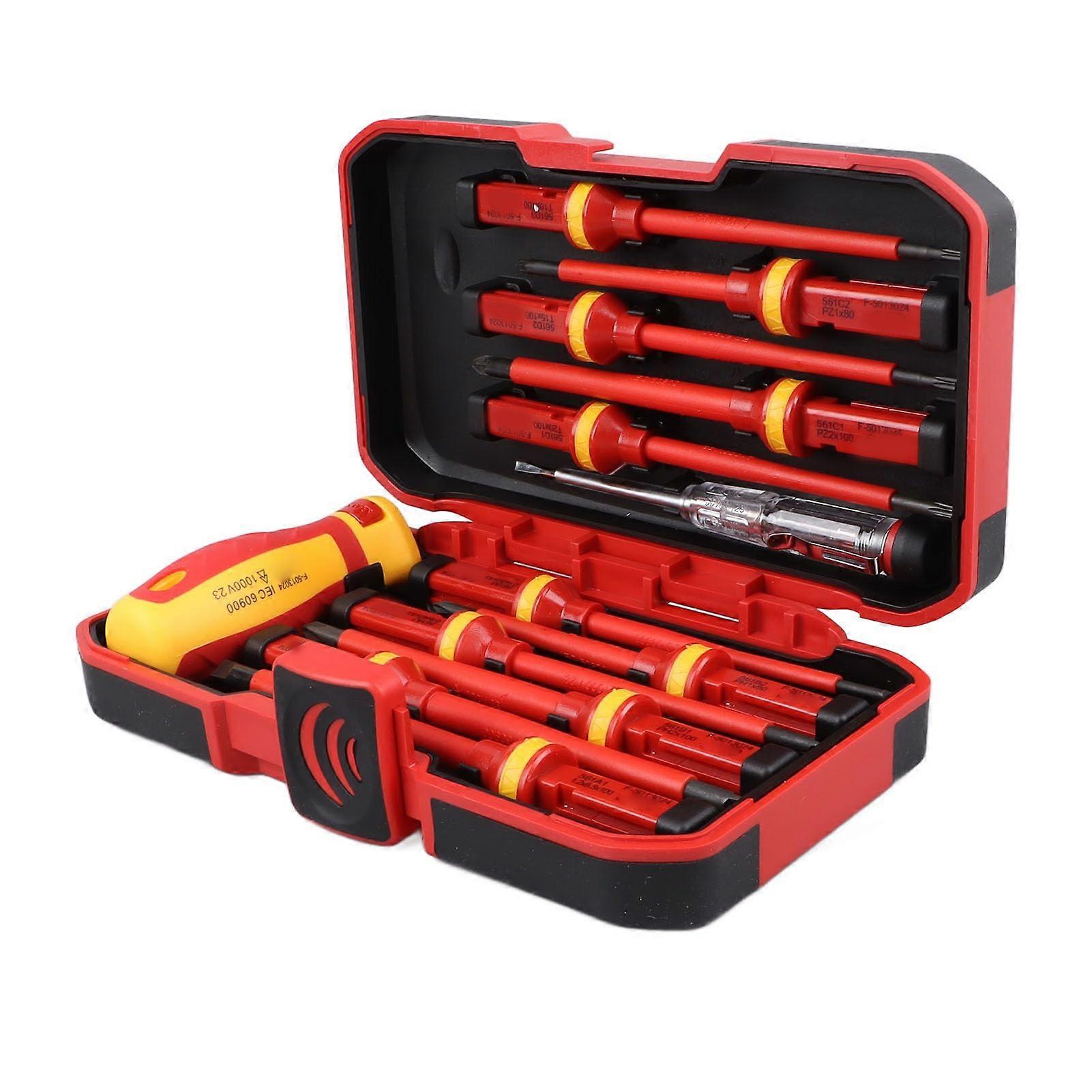 Insulated Screwdriver Set 1000V Professional 13-Piece Electrician Screwdriver with Interchangeable Blades Magnetic Phillips Slotted Torx