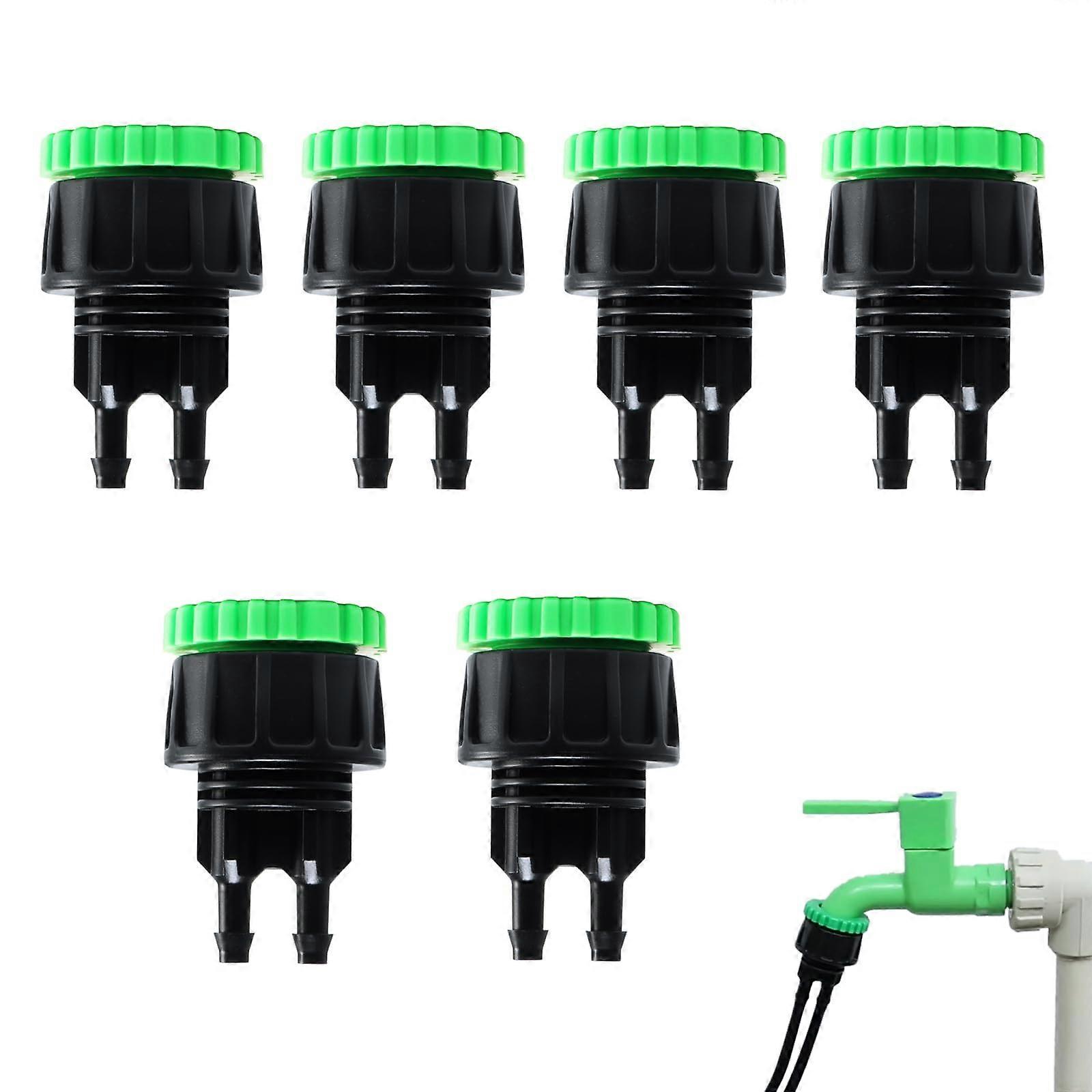 6 PCS Drip Irrigation Hose Connectors 1/4 Inch Micro Irrigation Fitting with 3/4 G2/1 Faucet Adapter for Solar Systems