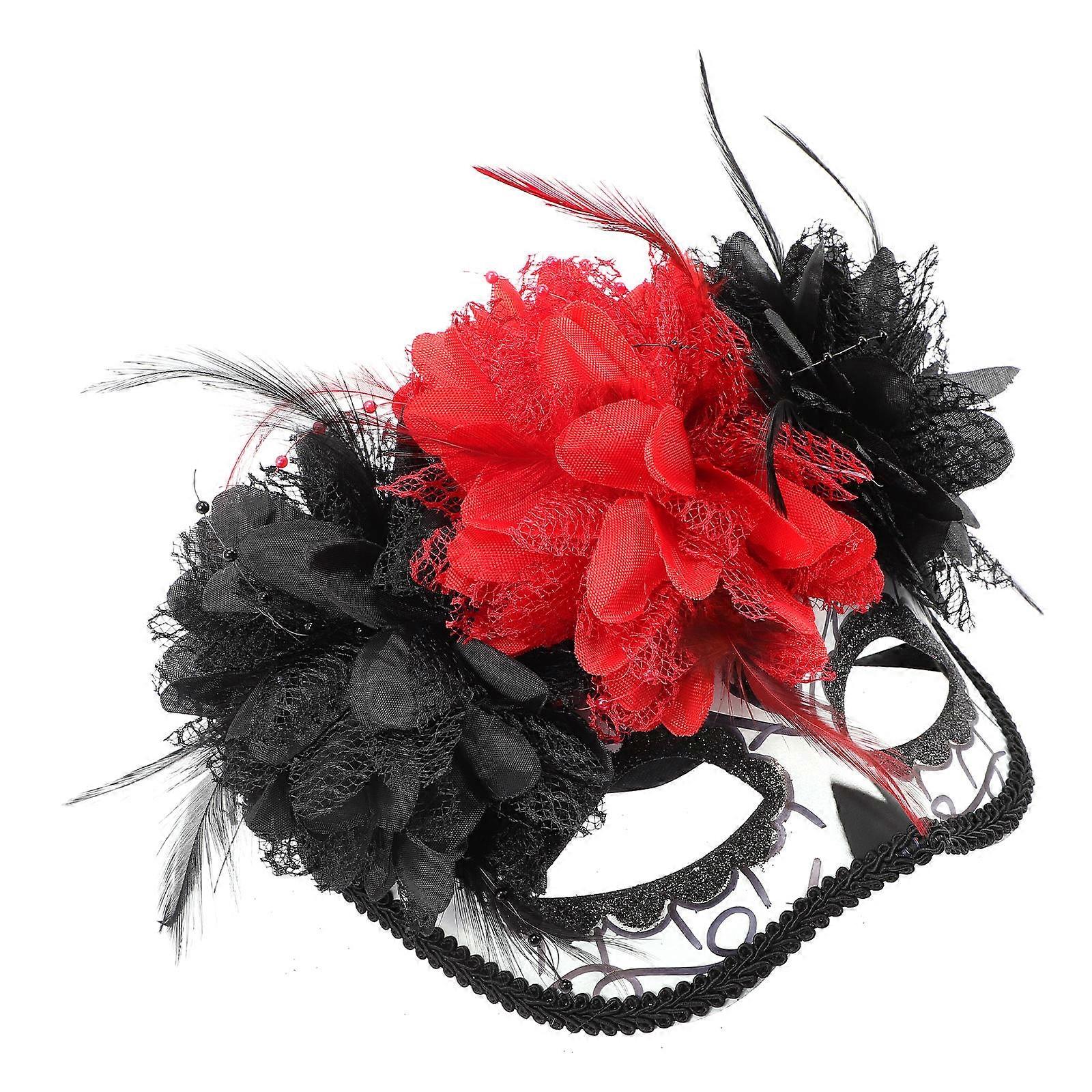 Masquerade Mask Half Face for Dance Shows Black Plastic Party Accessory 1Set