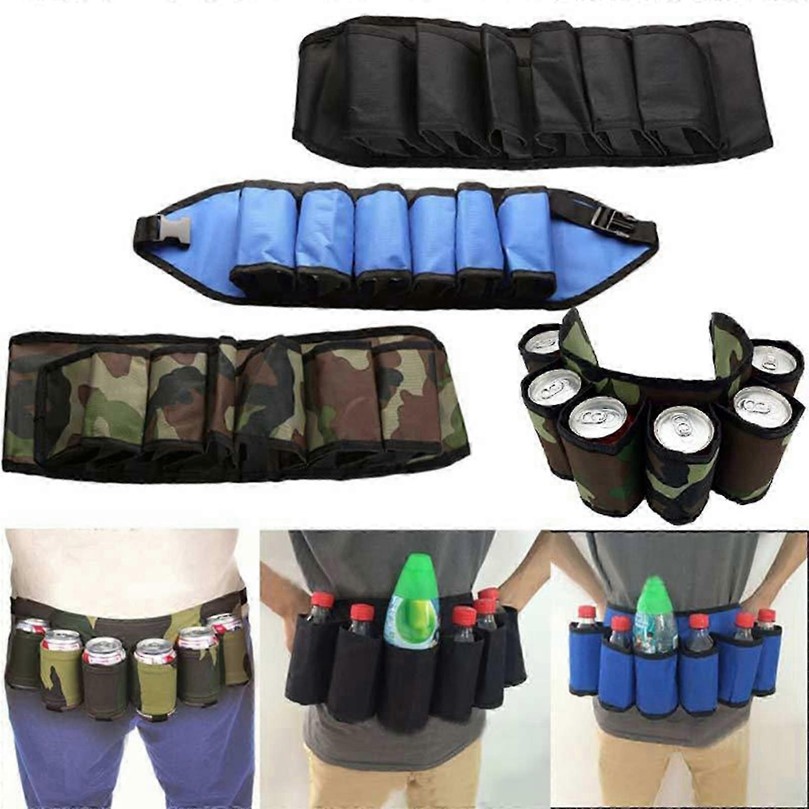 Beer Holster, Beer Soda Belt Holster, Beer Belt Bottle Holders, Drinking Can Holder Waist Packing Bag, Insulated with Inside Money Holder, 6 Beverages