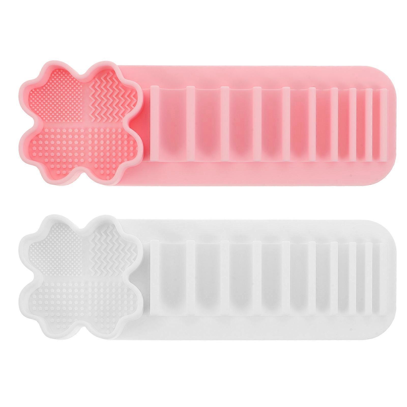 Durable Silicone Makeup Brush Holder with Suction Cups Multifunctional Organizer for Easy Storage Assorted Color