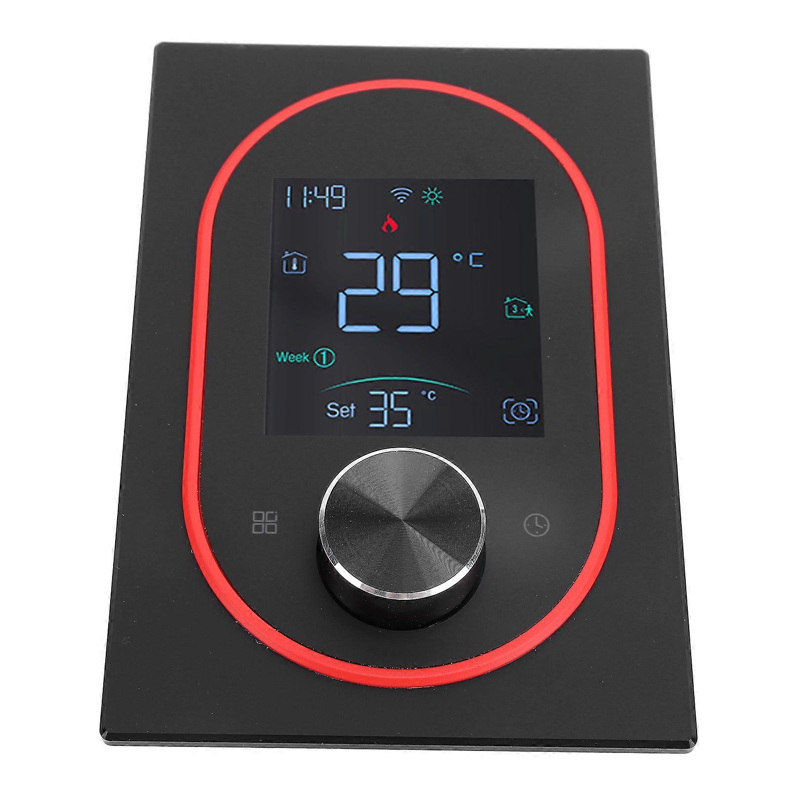 Smart Color Thermostat LCD Touchscreen Knob Control 130x88x38mm Black