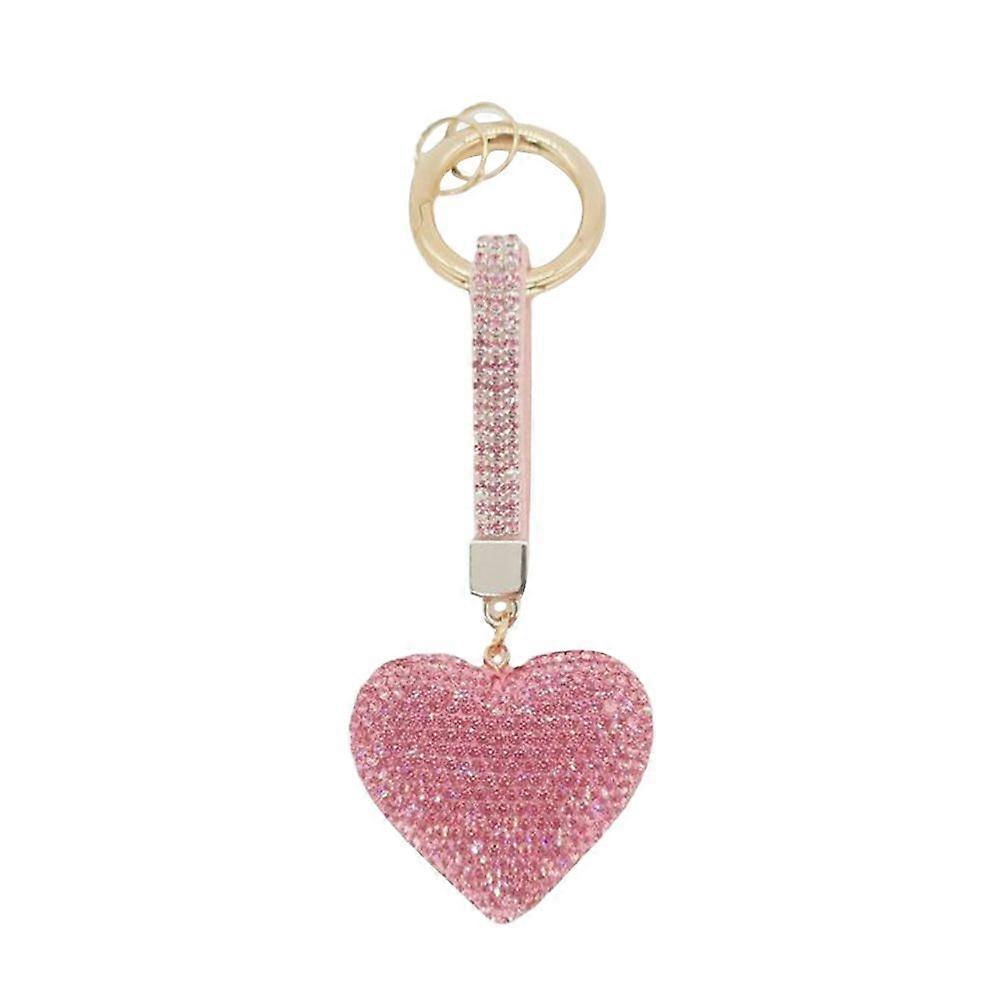 Exquisite Full Rhinestone Heart Keychain Decorative Glitter Pendant Practical Key Ring