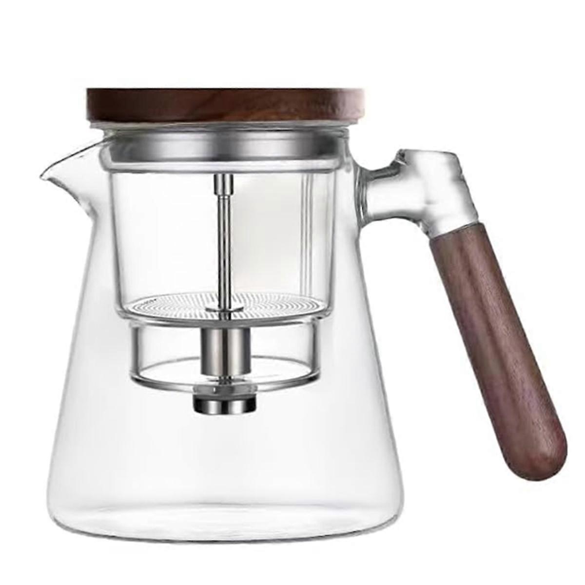 Tea Pot,Water Separation Glass Teapot with Wooden Handle,Magical Teapot,Glass Teapot with Strainer Tea Set 800ml