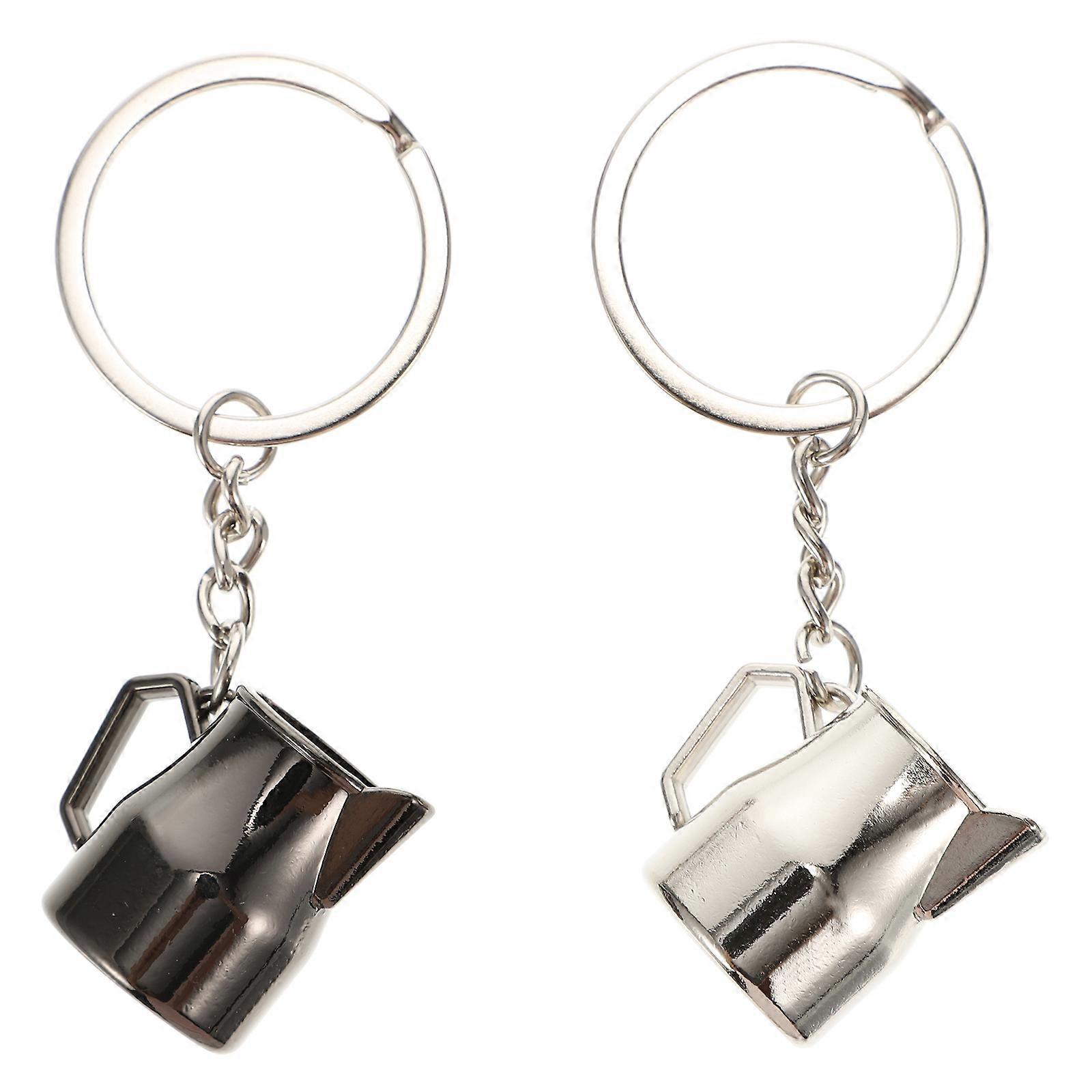 Coffee Charms Key Chain 2Pcs Everyday Use Assorted Color Alloy Accessories