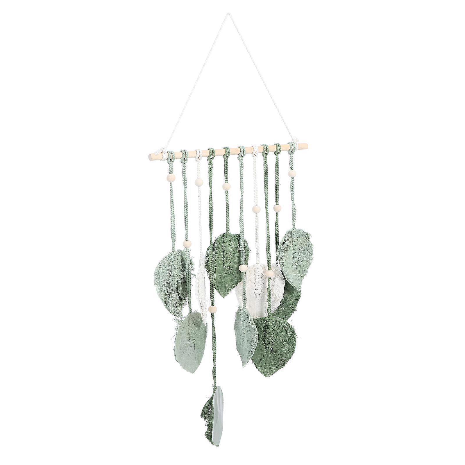 Macrame Leaf Wall Hanging Tapestry for Decor Handwoven Cotton Wall Pendant