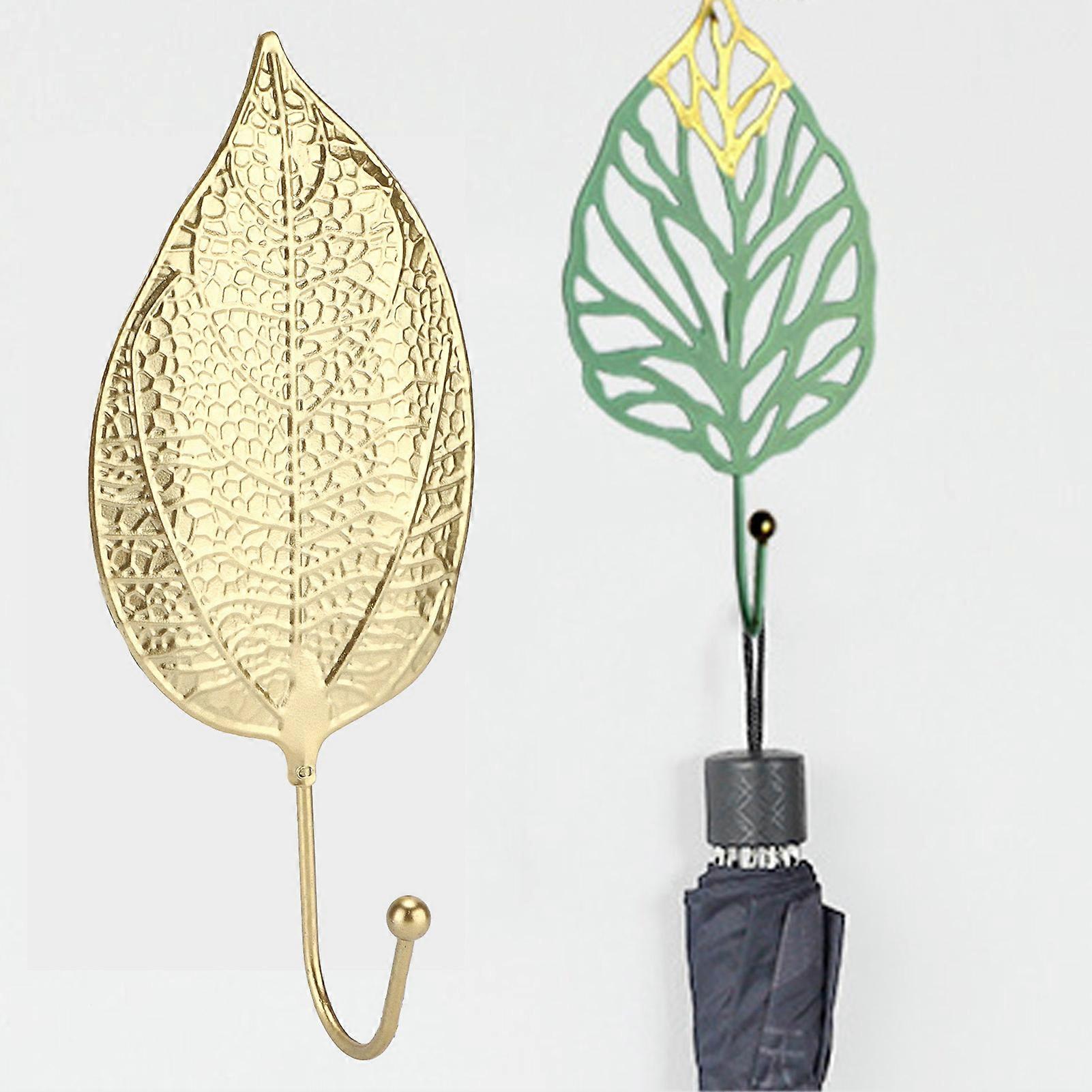 Metal Hook Creative Mini Hanger Golden Leaf Shaped 7.8x18.9x4.5cm