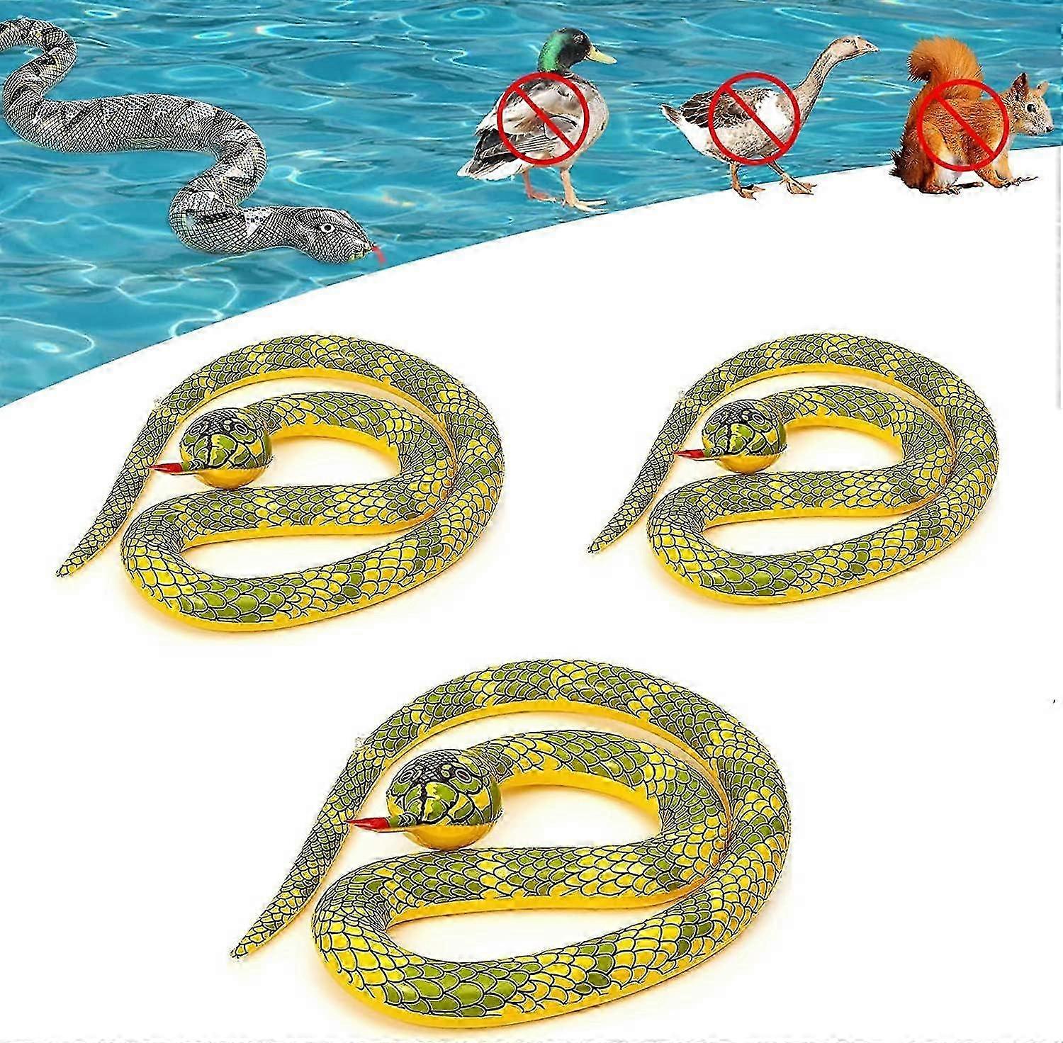 2025 3Pcs Inflatable Snakes for Pool to Keep Birds Away, Floating Snakes for Pool with Pump, Fake Snake Balloon Pool Supplies Prank Props