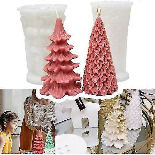 Christmas Tree Candle Making 3D SiliconeMold with 2Pieces for DIY Handmade Aromatherapy Plaster in 2022
