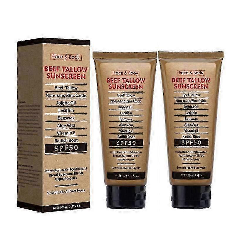 Grass-Fed Beef Tallow Sunscreen SPF 50 100g Natural Tallow Zinc & Oxide R3V0