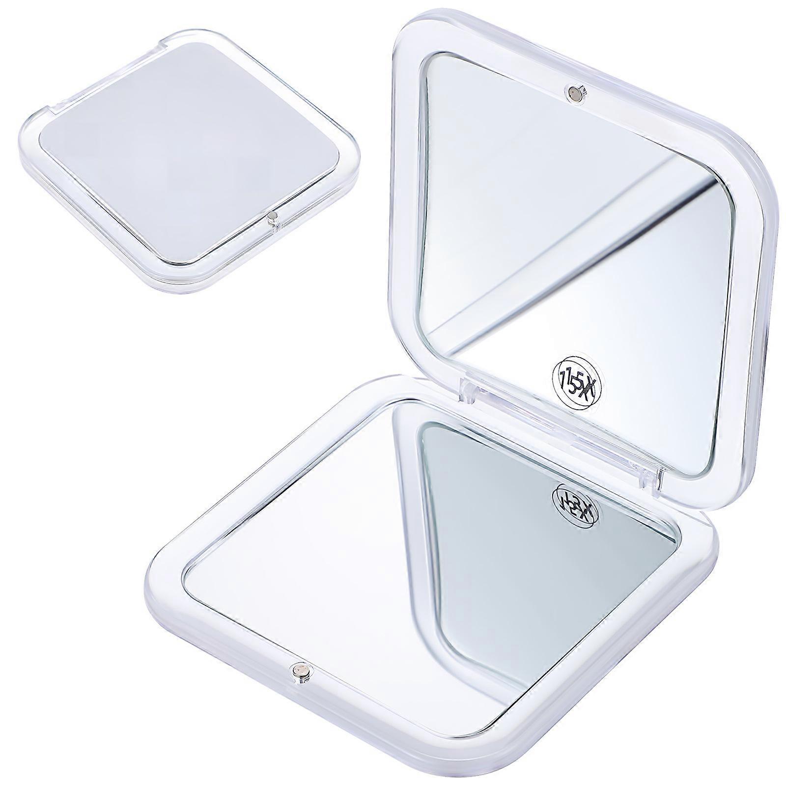 Compact Mirror Travel Mirror for Makeup Application 2Pcs Foldable Silver Acrylic