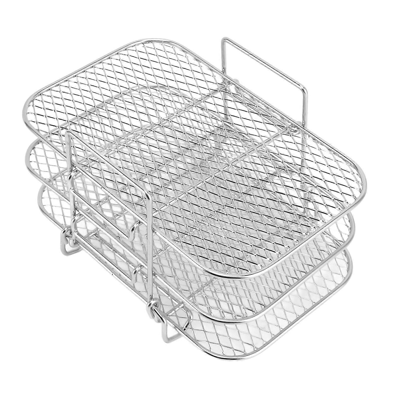 Fryer Rack 3 Layer Design Grill Rack Stainless Steel Dehydrator Rack Accessories Even Heating Dishwasher Safe