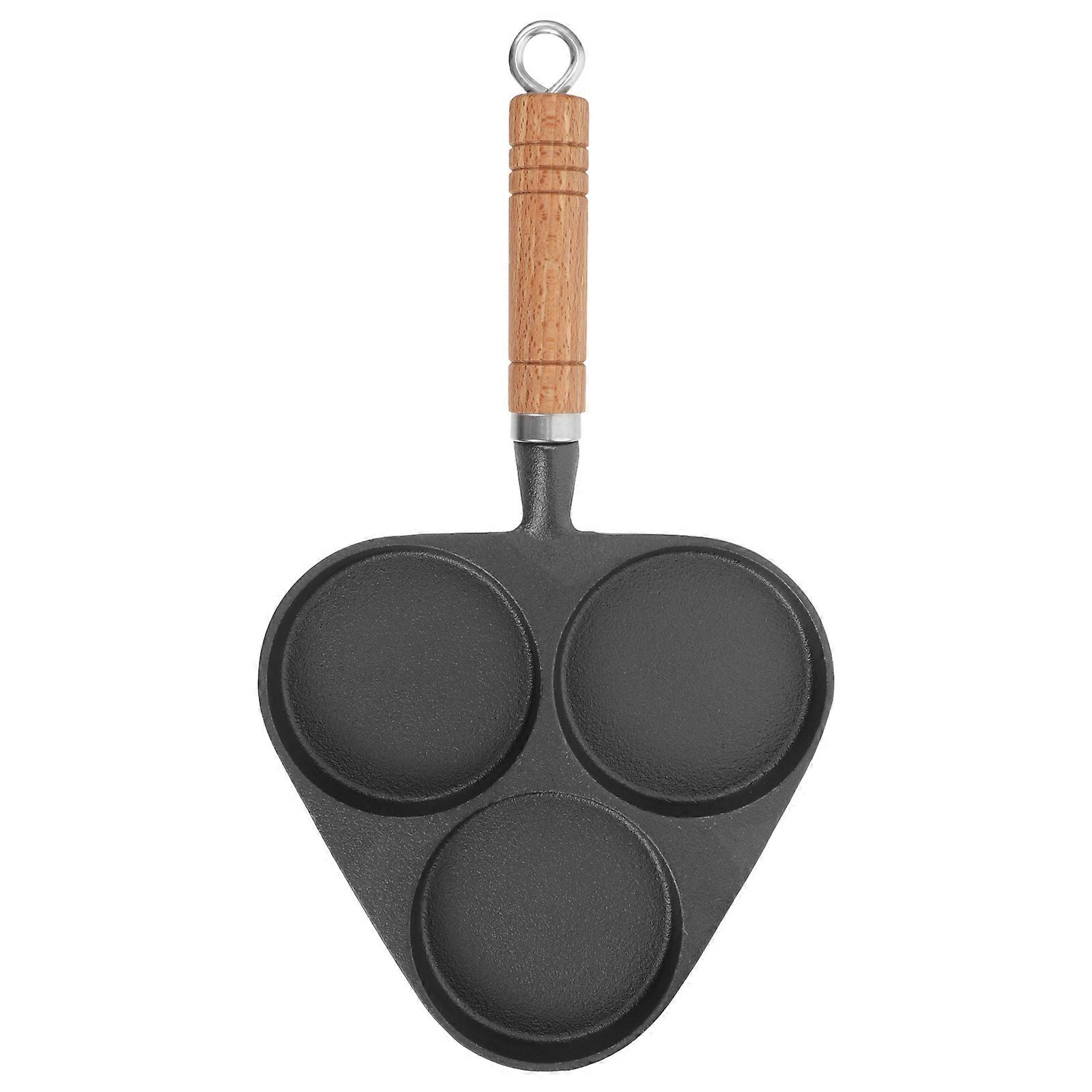 Cast Iron Egg Frying Pan for Frying Eggs 2Pcs Pan Set with Wooden Handle