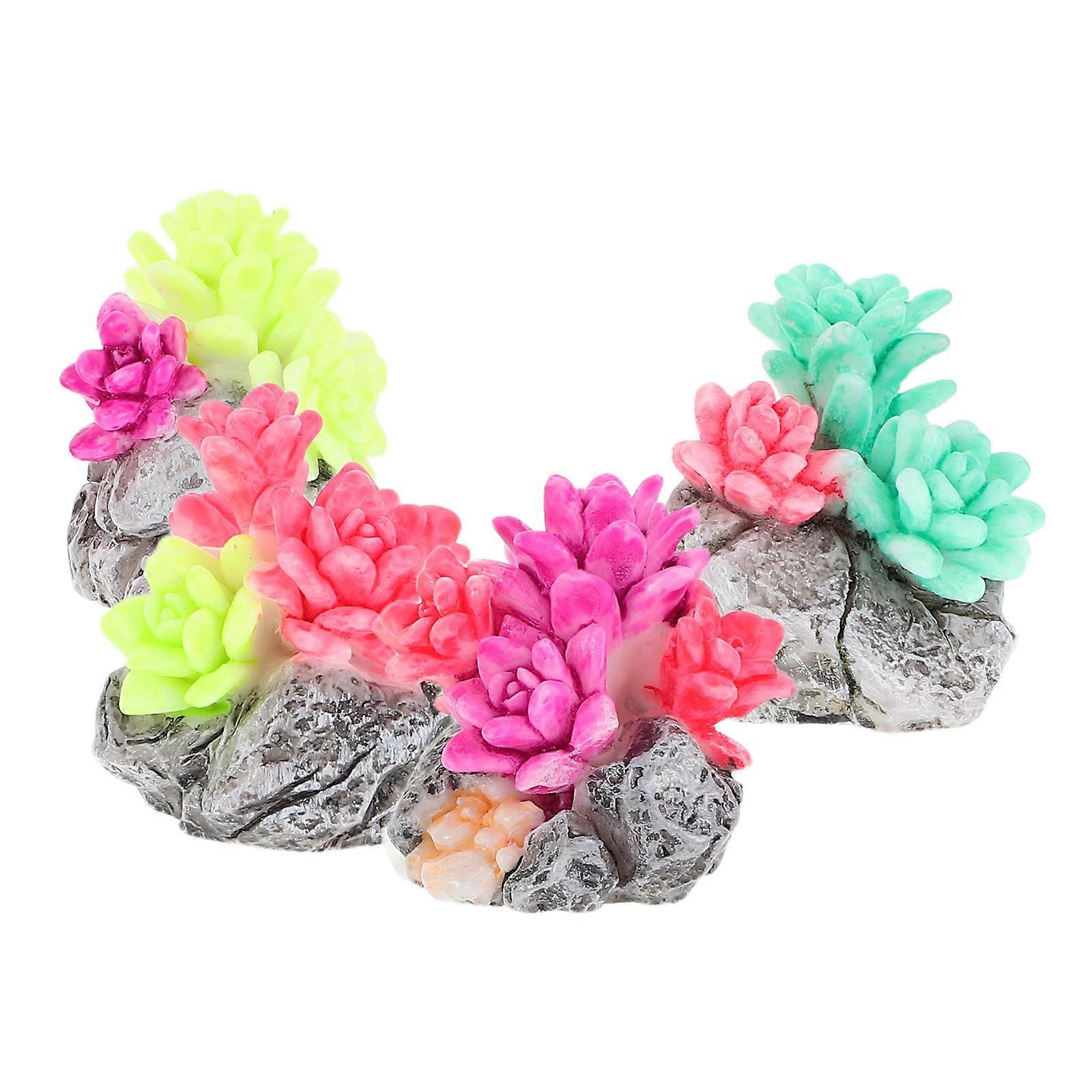 Faux Moss Mini Succulent Figurines for Decor 4Pcs Resin Artificial Cactus