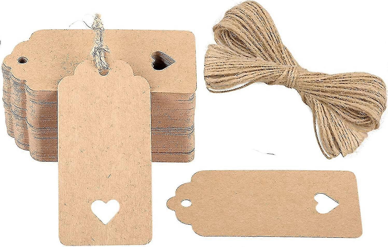 4.5x9.5cm Kraft Luggage Tags Labels - Blank Parcel Tags With String 100 Pcs - Q1