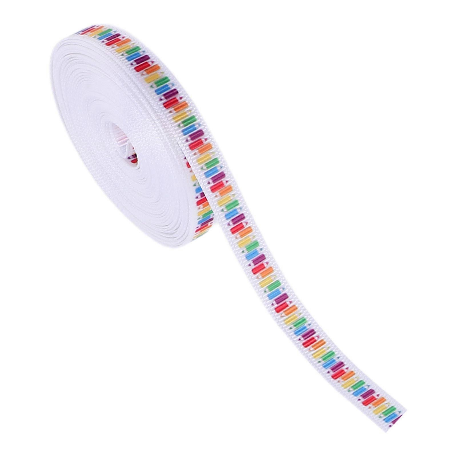 Back to School Ribbon Polyester Craft Ribbon for Wreath Bows Multi Color Wired Edges Present Wrapping 1roll
