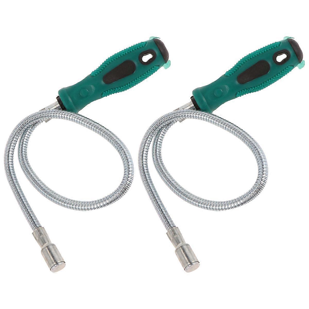 Bendable Flexible Magnetic Pickup Tool Stick for Factories Green Telescopic Extension 2Set