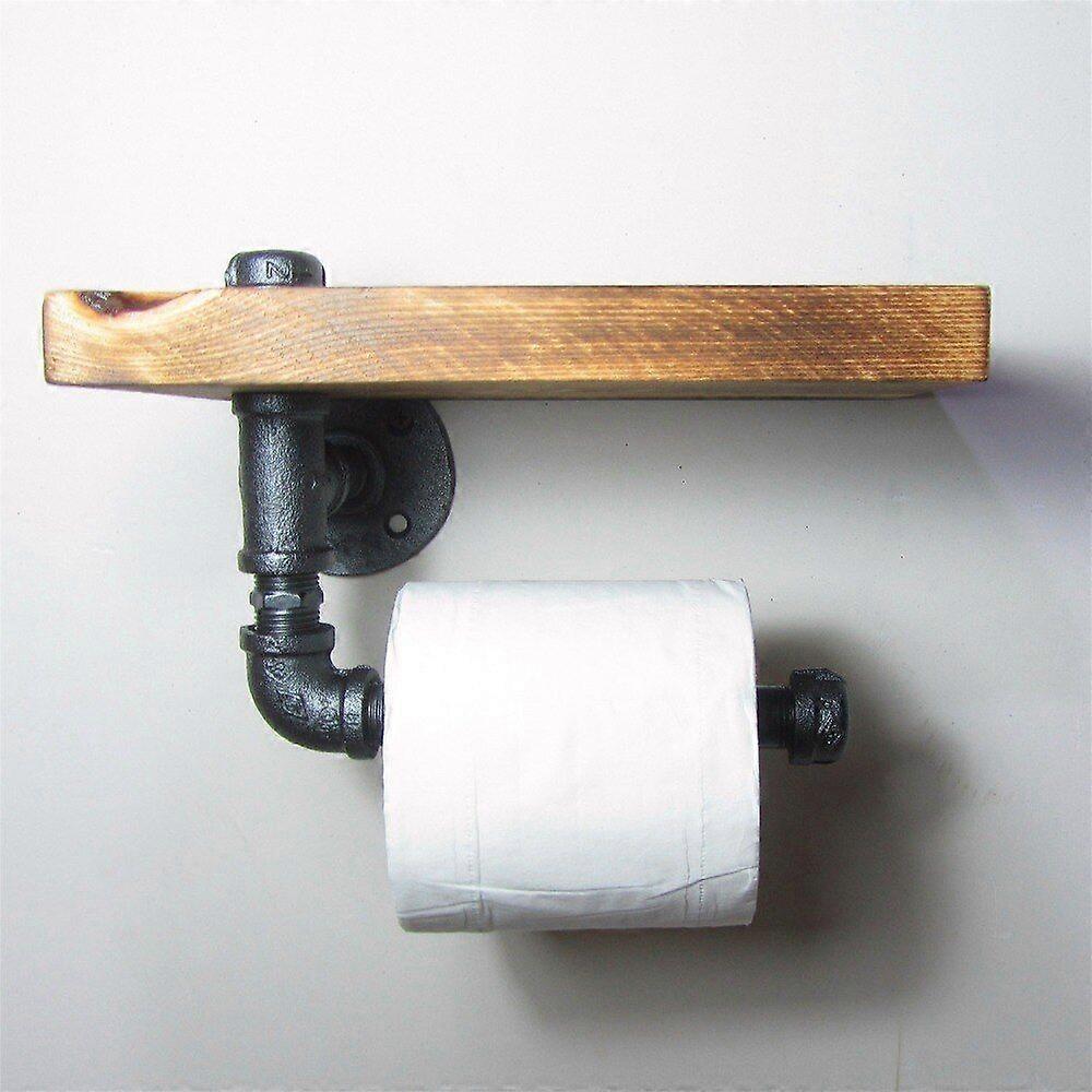 Retro wall-mounted wooden tissue holder